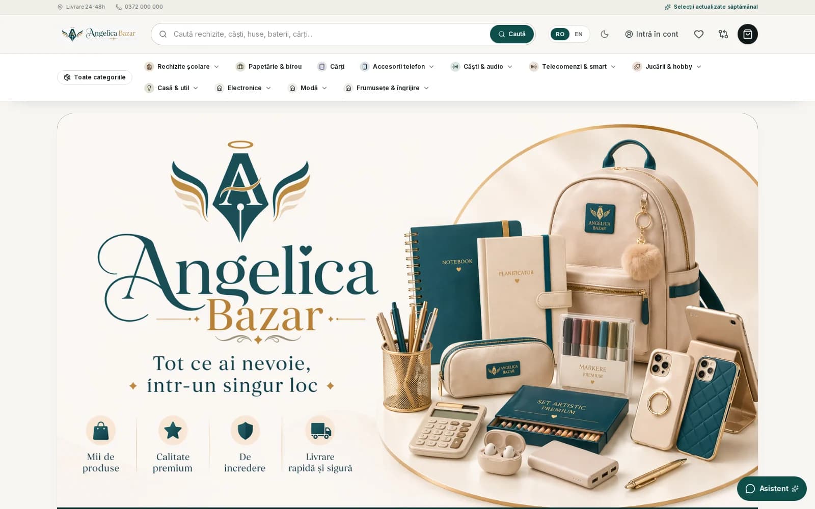 Storefront-ul public Angelica Bazar pe desktop