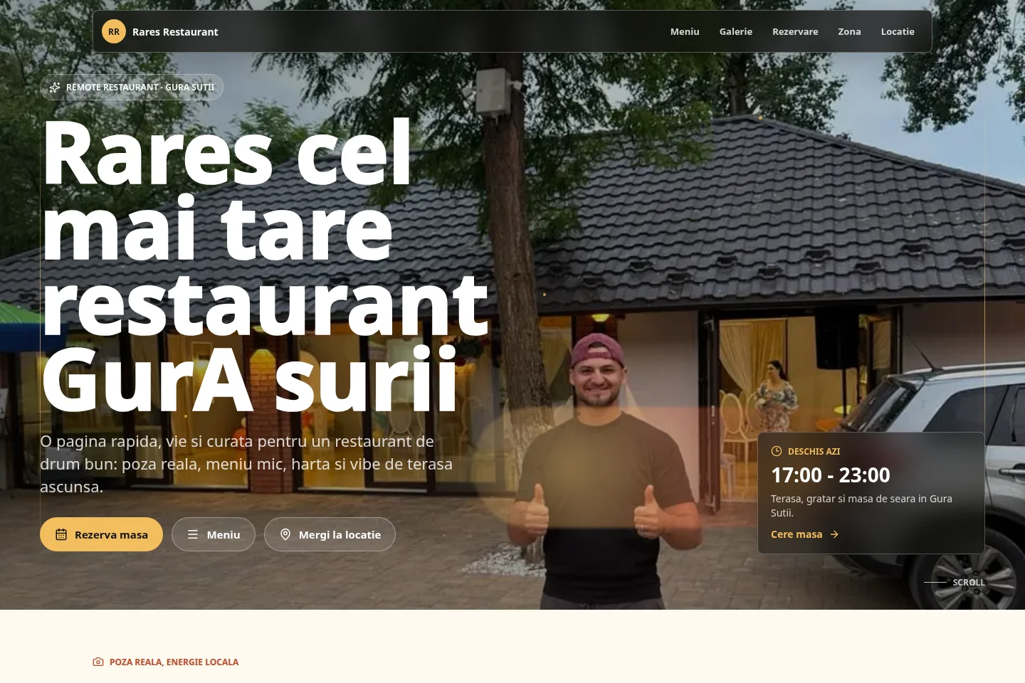 Pagina principală a site-ului public Rares Restaurant